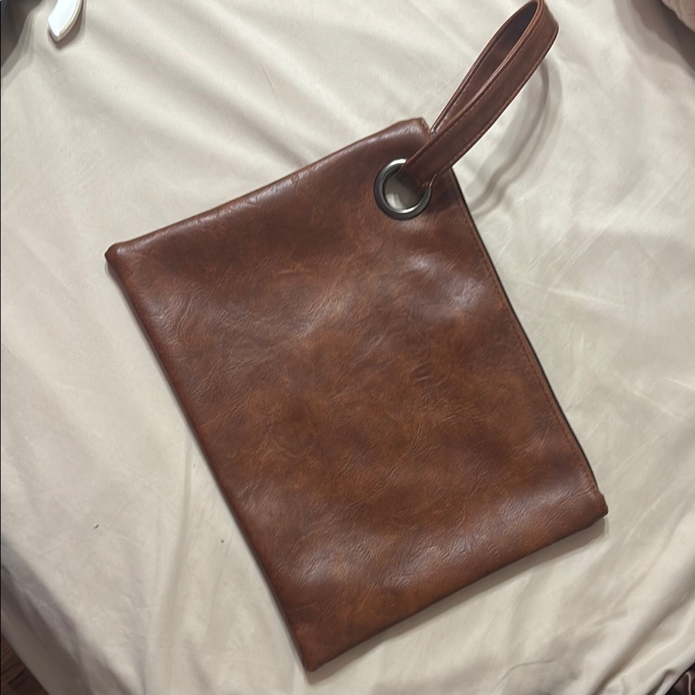 Brown Leather Clutch